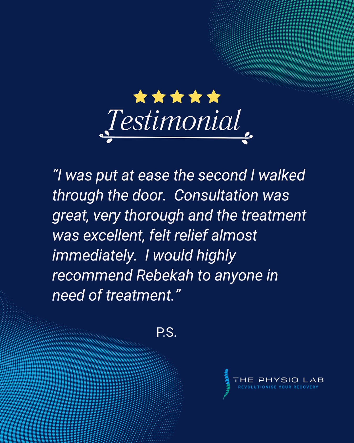 🌟 Client Love for Rebekah! 🌟
“Consultation was great, very thorough and the treatment was excellent, felt relief almost immediately” 💪👏
We’re so proud to have expert physio’s like Rebekah on our team. 🙌
#PhysioCare #ClientReview #RebekahThePhysio #FeelBetterMoveBetter #CharteredPhysio #PatientPraise