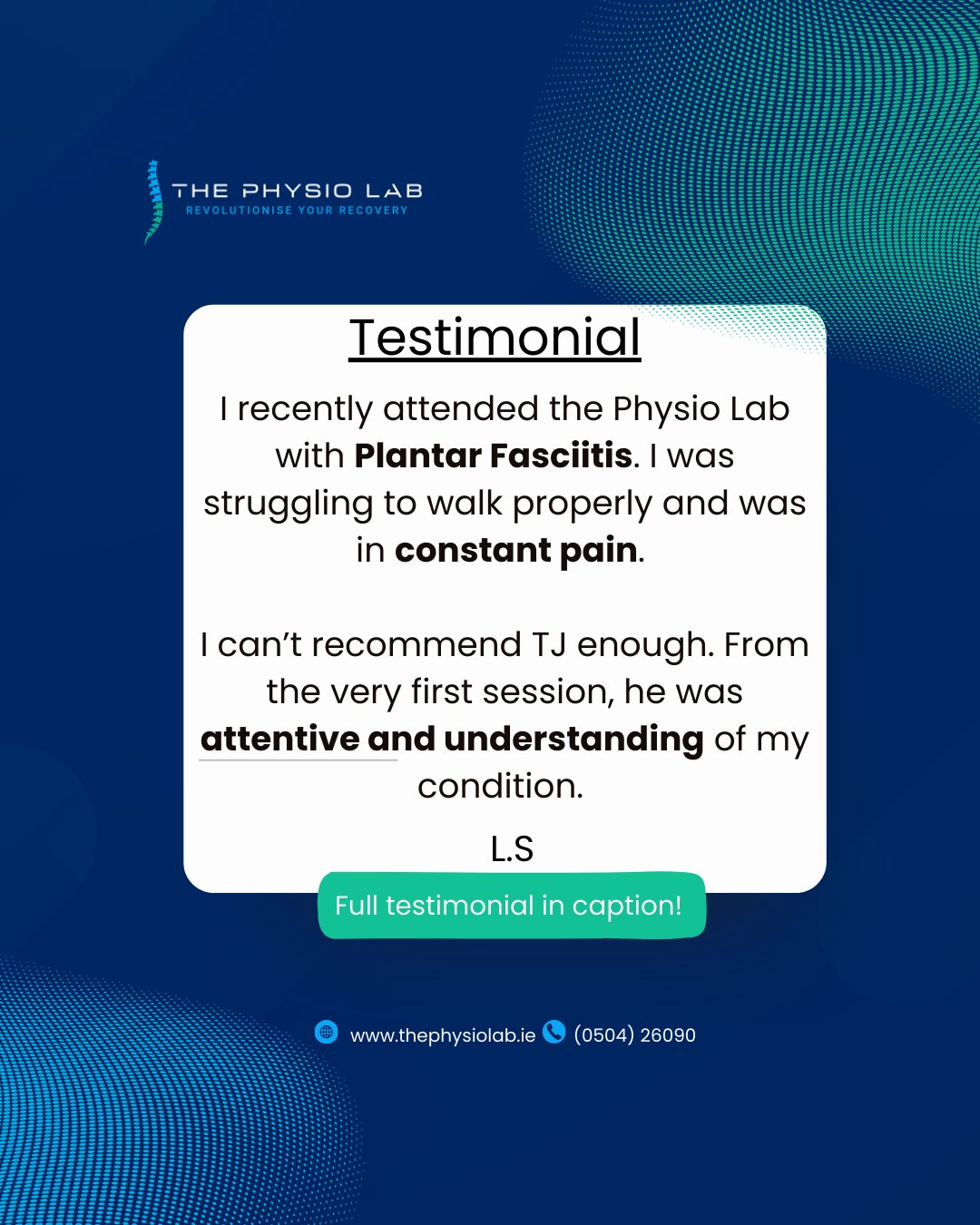 💬 Patient Testimonial:
“I recently attended The Physio Lab with Plantar Fasciitis. I was struggling to walk properly and in constant pain. I can’t recommend TJ enough! From the very first session, he was attentive and understanding. The Shockwave treatment was a game-changer—I noticed significant improvement after just a few sessions. Grateful for the care I received and highly recommend TJ and The Physio Lab!” L.S.
✨ Ready to get back on your feet? Book your session today: (0504) 26090 💪
#ThePhysioLab #PlantarFasciitis #ShockwaveTherapy #PainRelief #PhysioCare #PatientTestimonial