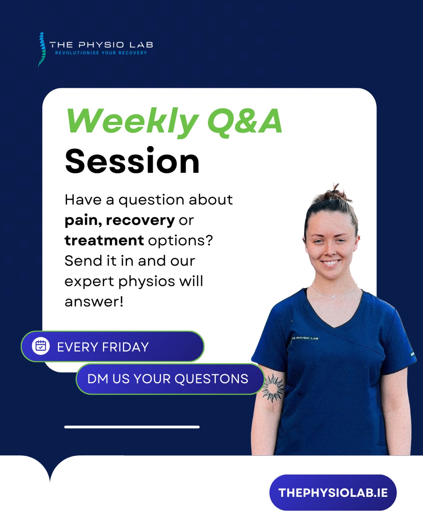 Our Weekly Physio Q & A is live this Friday - with Rebekah.💙

From sports injuries to everyday aches and pains, she’ll be answering your questions.

Comment below or send us a message to get involved - or call 📞 (0504) 26090 to book an appointment.