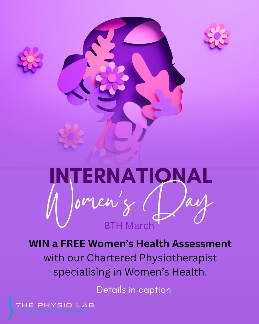 To celebrate International Women's Day 💜 we’re giving away a FREE Women’s Health Assessment with our Chartered Women’s Health Physiotherapist.

To enter:
✔ Share this post
✔ Tag a friend

Enter now for your chance to win.
Winner announced Sunday 8th March.